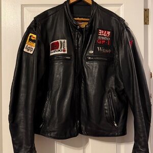 Vintage Harley-Davidson Black Leather Jacket with Patches